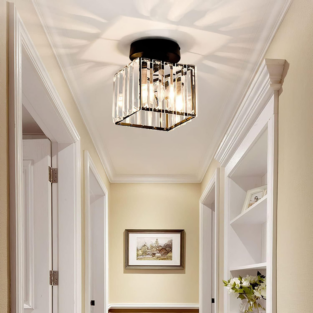 Lampada da Soffitto Moderno in Cristallo Nero a Incasso