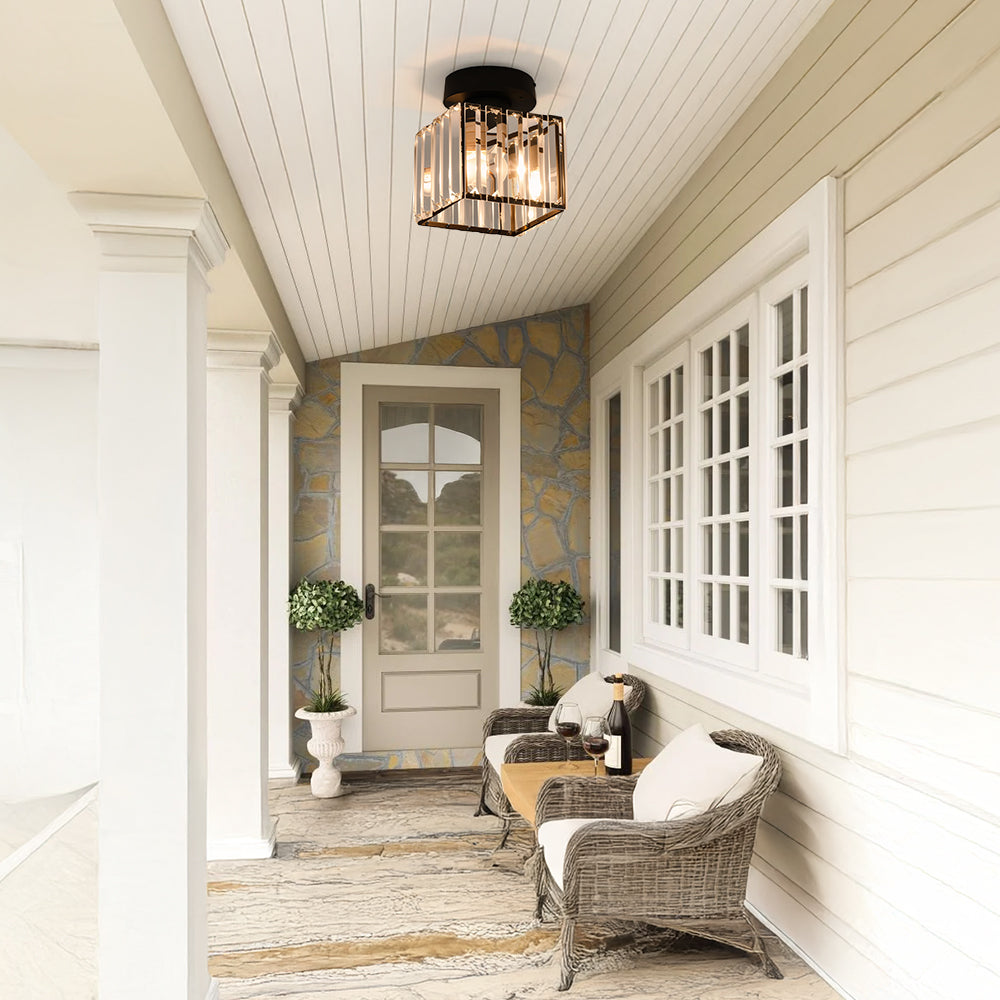 Lampada da Soffitto Moderno in Cristallo Nero a Incasso