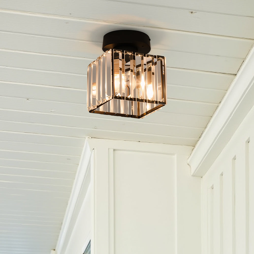 Lampada da Soffitto Moderno in Cristallo Nero a Incasso