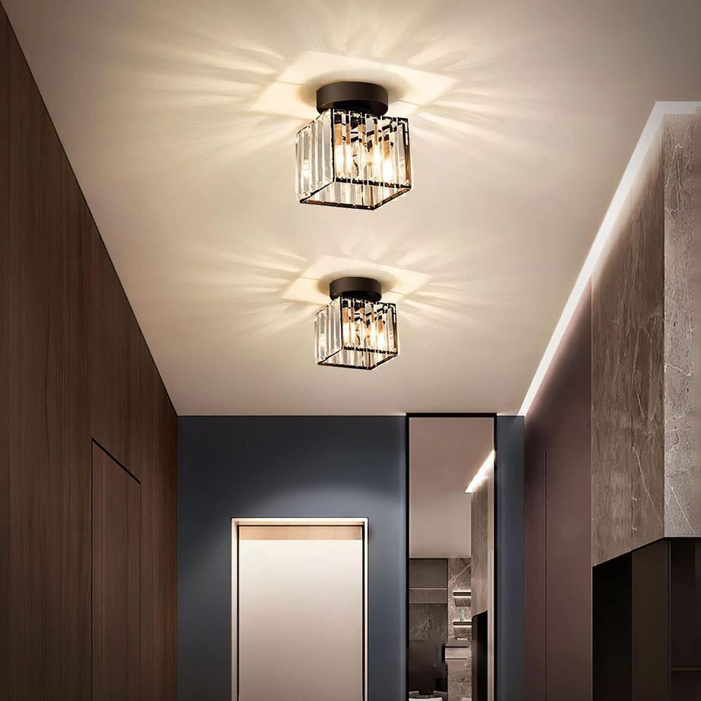 Lampada da Soffitto Moderno in Cristallo Nero a Incasso