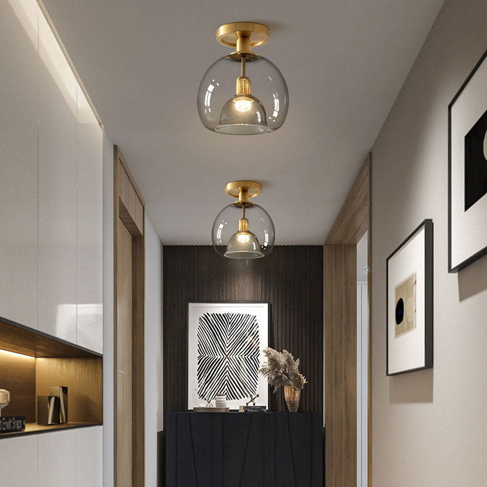 Modern Ceiling Light with Grey Glass for Hallways