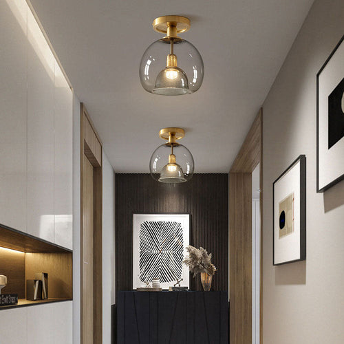 Modern Ceiling Light with Grey Glass for Hallways