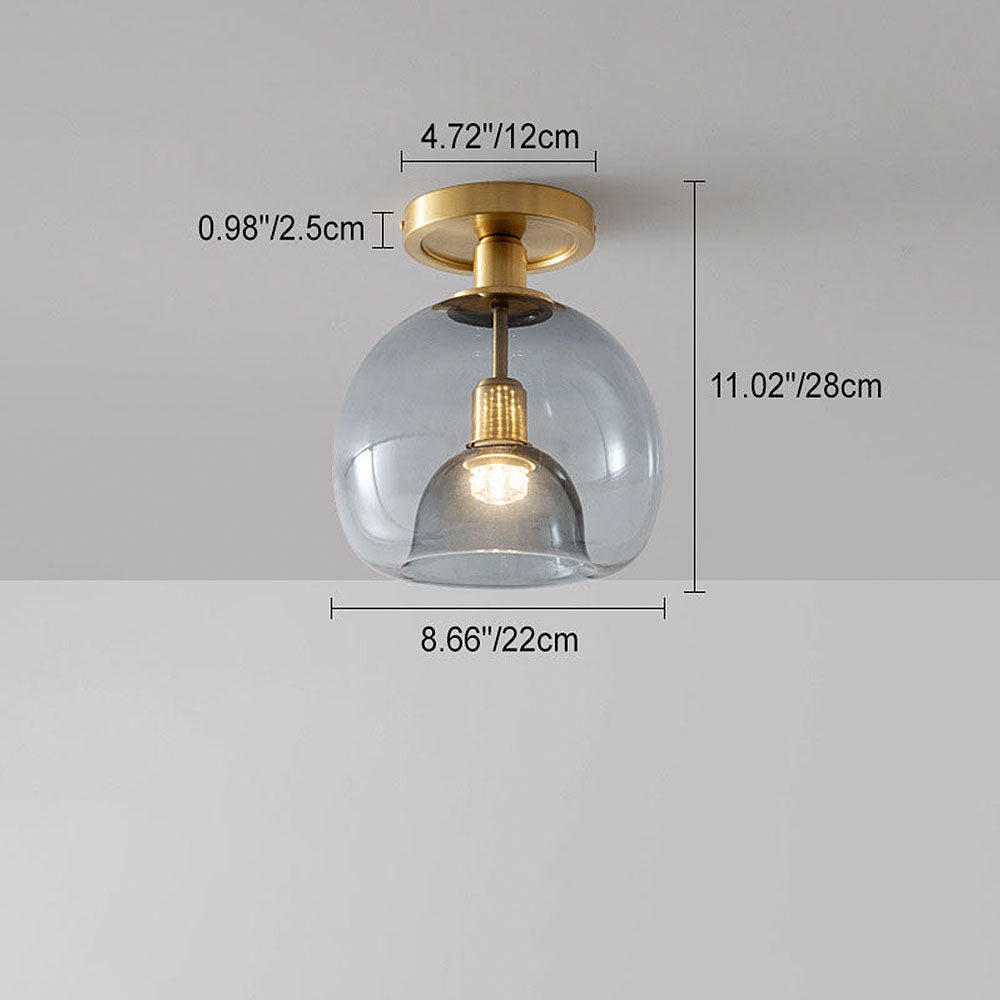 Modern Ceiling Light with Grey Glass for Hallways