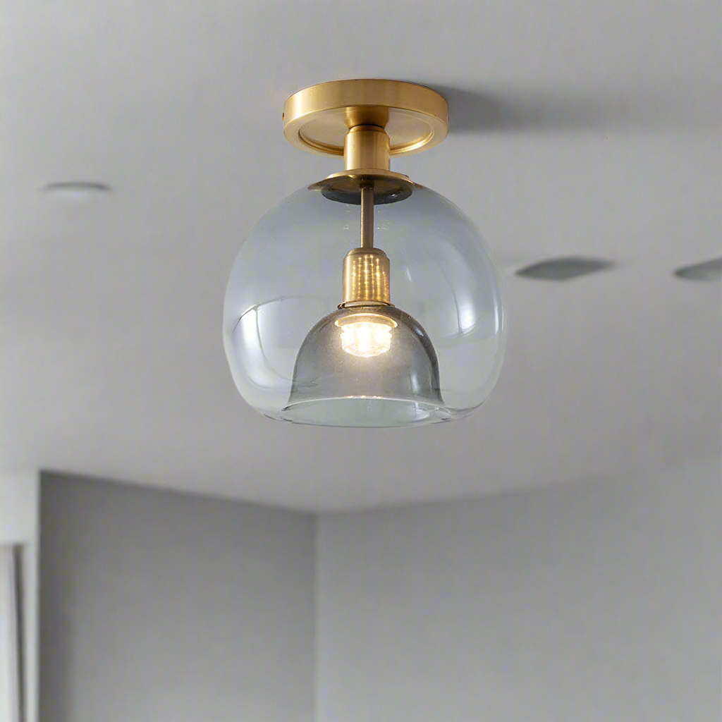 Modern Ceiling Light with Grey Glass for Hallways
