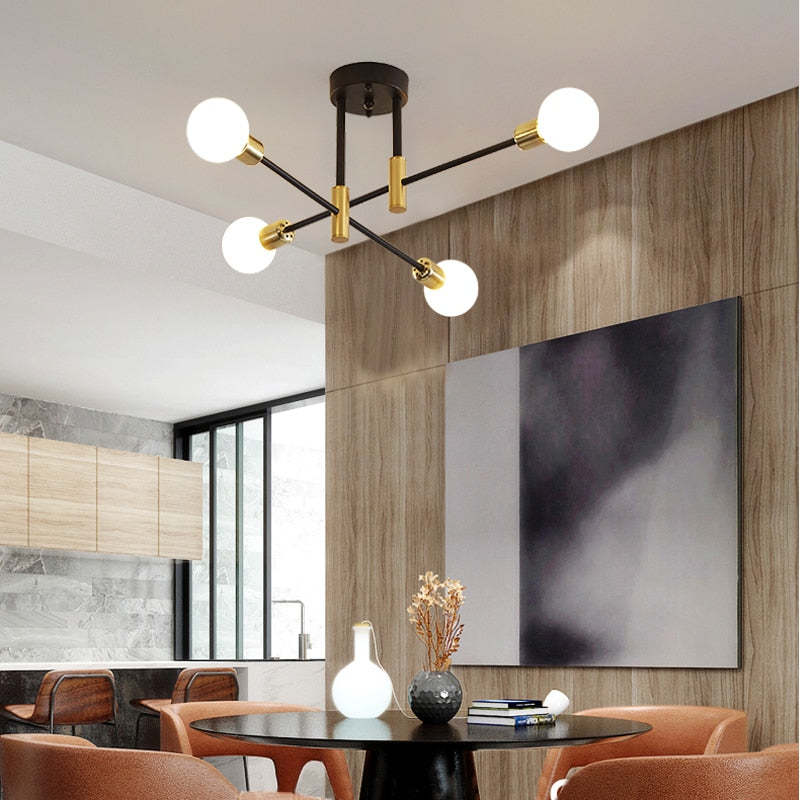 Modern LED Ceiling Lamp with Glass & Metal Design