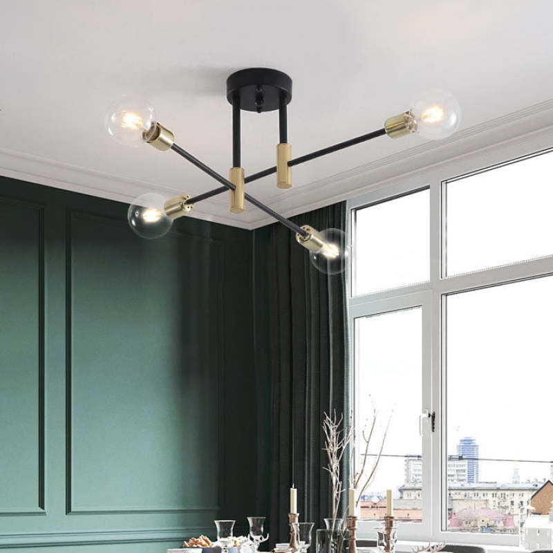 Modern LED Ceiling Lamp with Glass & Metal Design