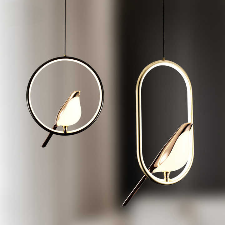 Modern Pendant Light with Golden Bird Design