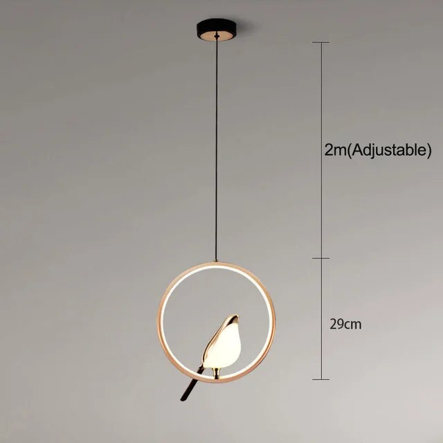 Modern Pendant Light with Golden Bird Design