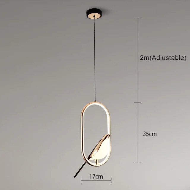 Modern Pendant Light with Golden Bird Design