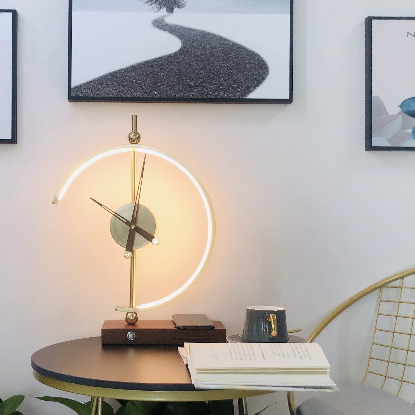 Modern Wireless Lamp with LED and Clock for Home/Office