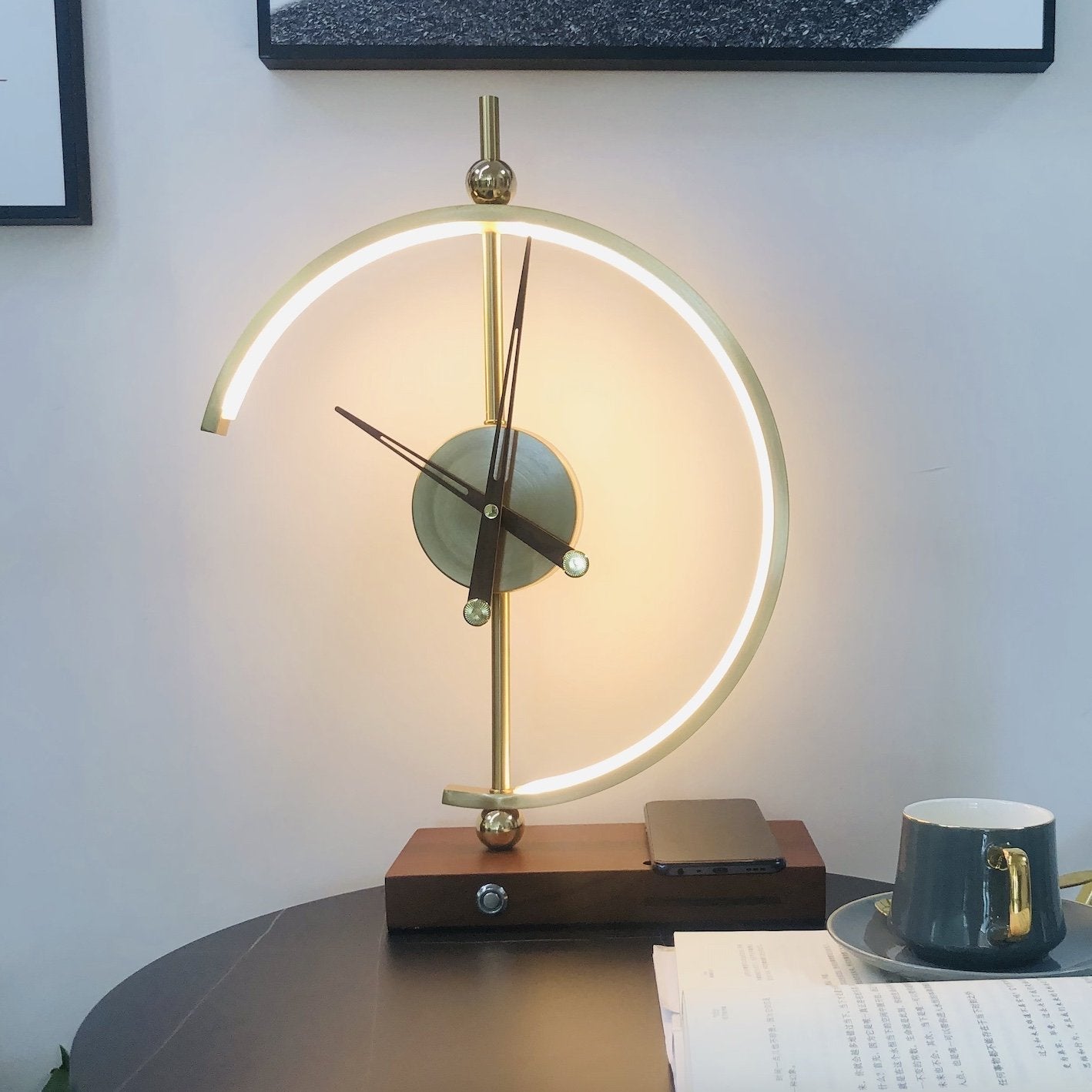 Modern Wireless Lamp with LED and Clock for Home/Office