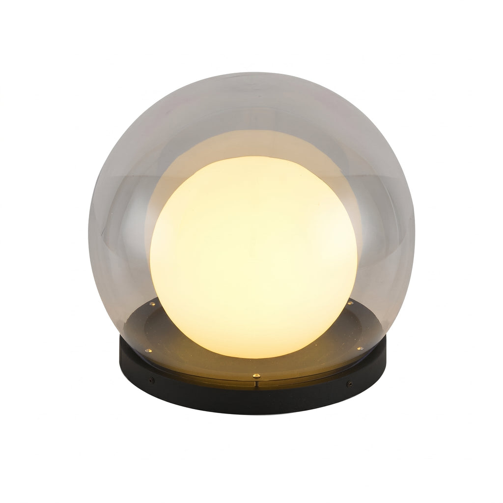 Moderna lampada da esterno a forma di sfera con schermo in vetro