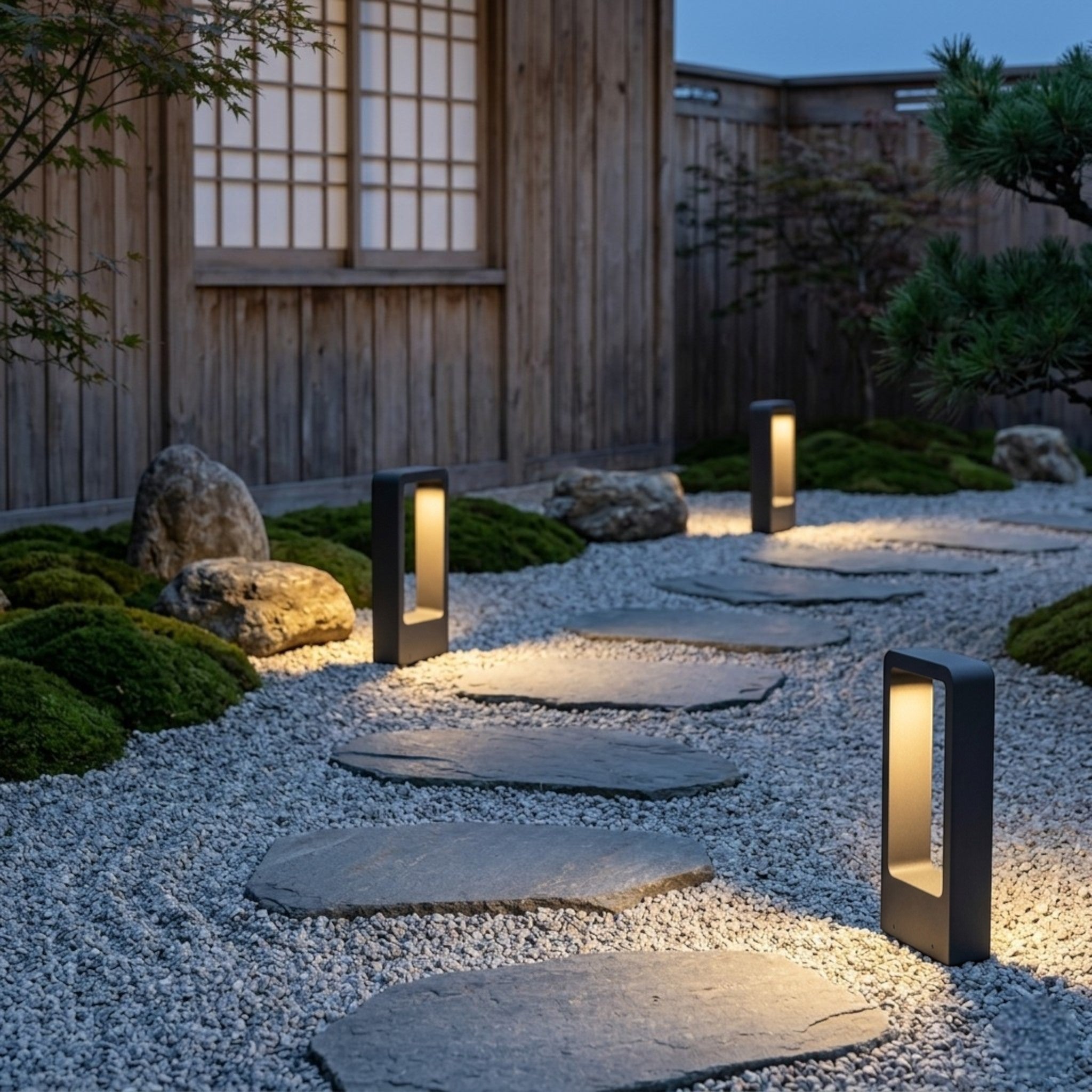 Moderna lampada da giardino LED per illuminazione di percorsi e aree esterne