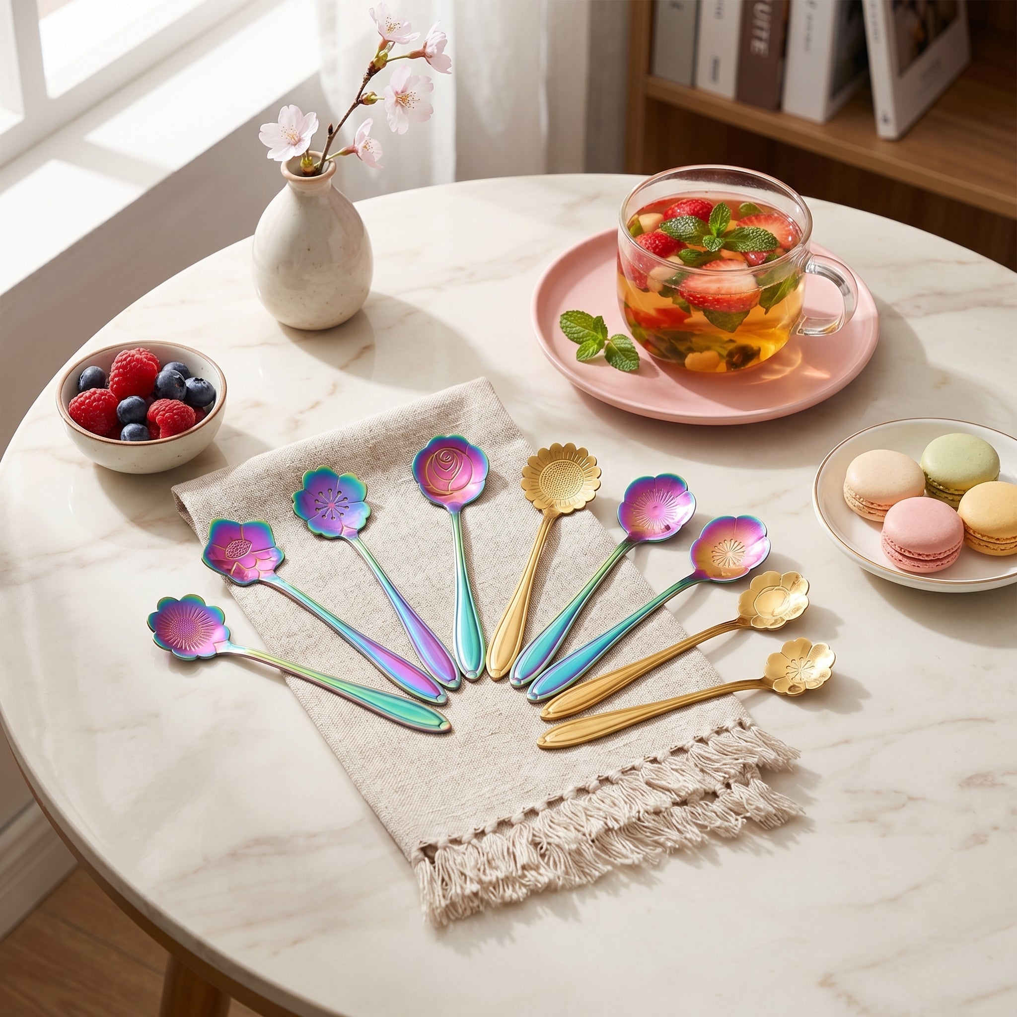 Set di cucchiaini floreali moderno da 8 pezzi