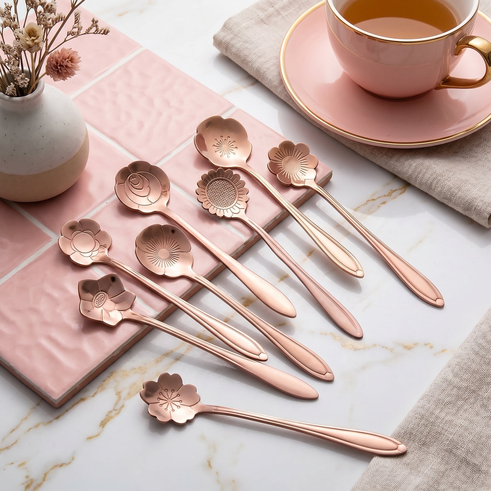 Set di cucchiaini floreali moderno da 8 pezzi