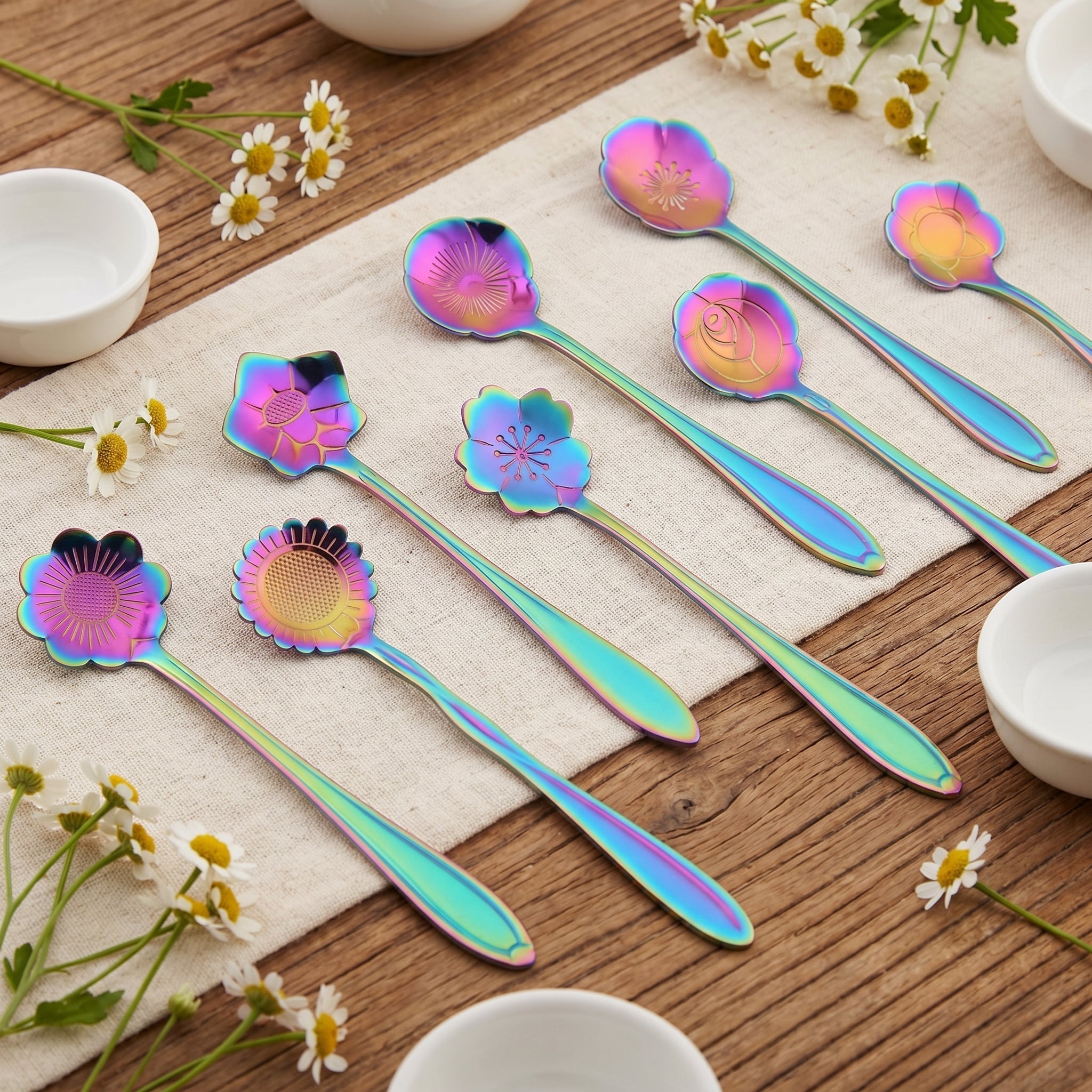 Set di cucchiaini floreali moderno da 8 pezzi
