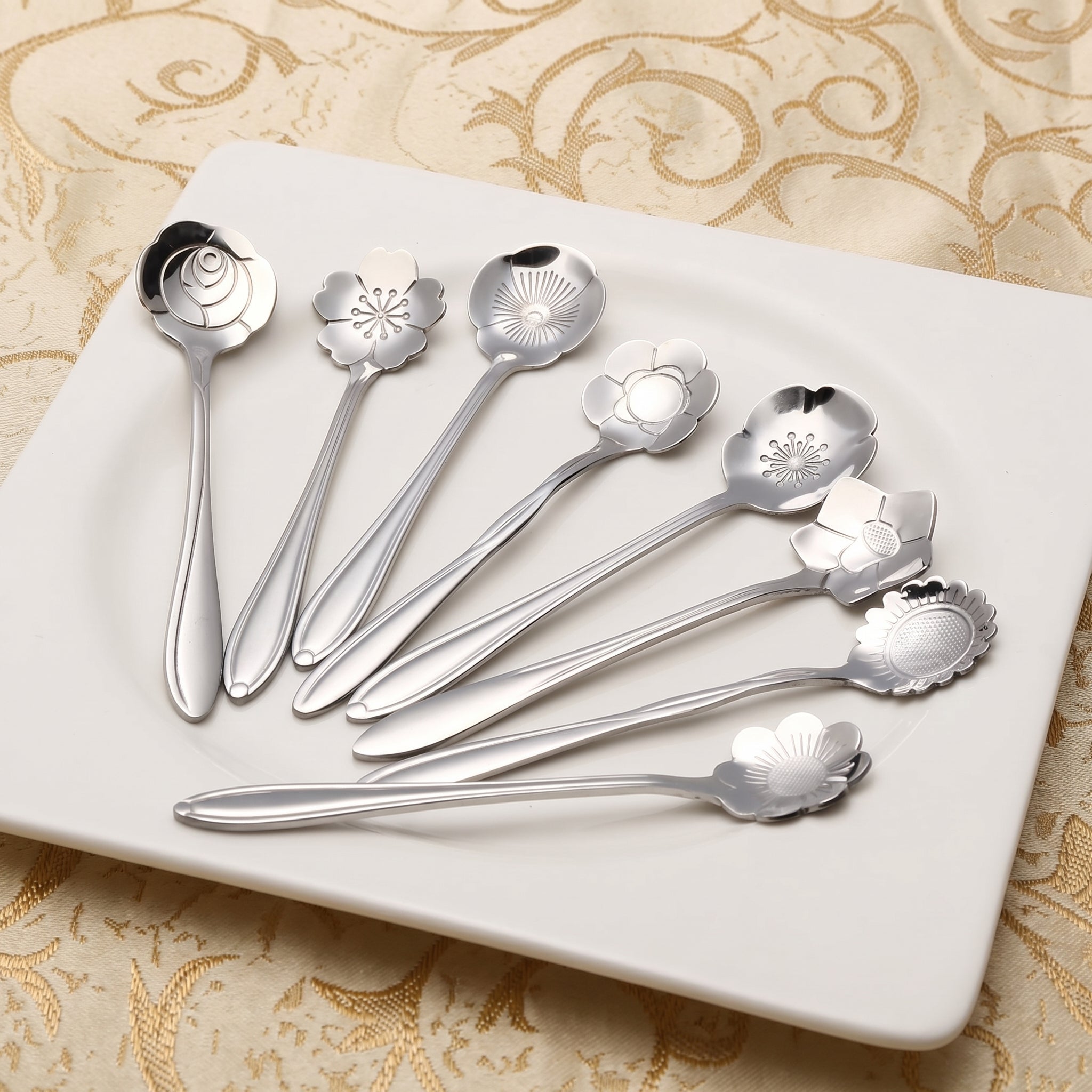 Set di cucchiaini floreali moderno da 8 pezzi