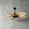 Tero | Ventilatore a soffitto in foglie di palma naturale da 132 cm con telecomando a 6 velocità per soggiorno e camera da letto