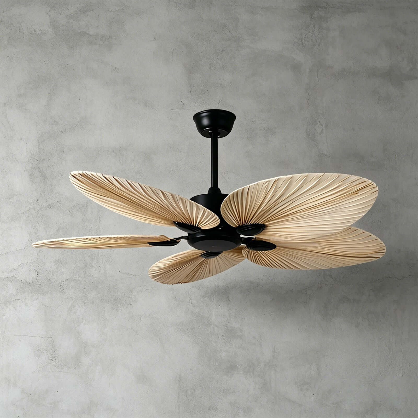 Tero | Ventilatore a soffitto in foglie di palma naturale da 132 cm con telecomando a 6 velocità per soggiorno e camera da letto