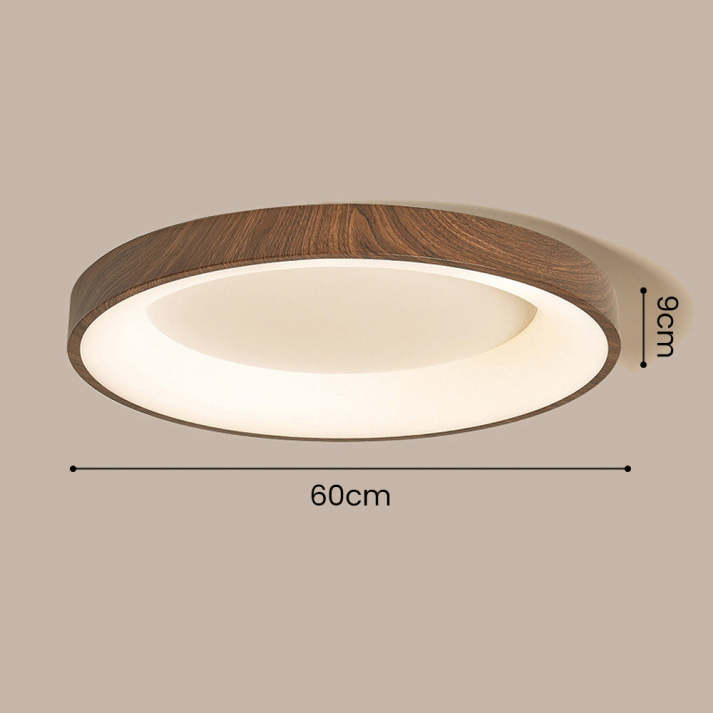 Lampada da soffitto LED in legno naturale con design circolare