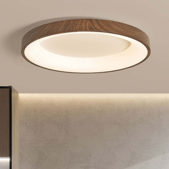 Natural Wooden LED Ceiling Light with Circular Design