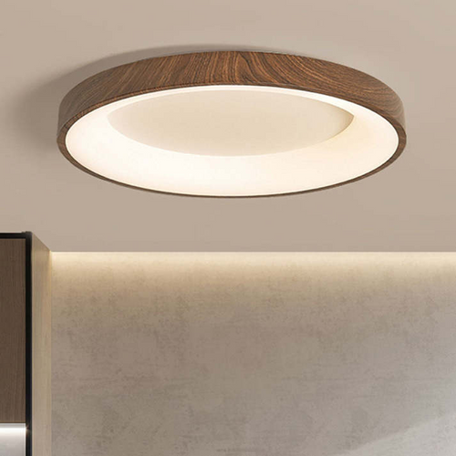Natural Wooden LED Ceiling Light with Circular Design