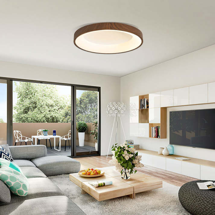 Natural Wooden LED Ceiling Light with Circular Design
