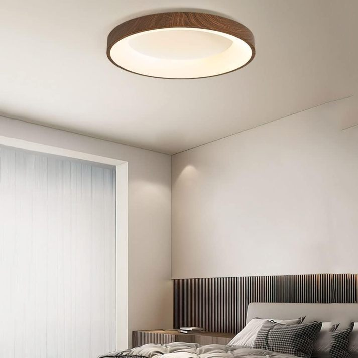 Natural Wooden LED Ceiling Light with Circular Design