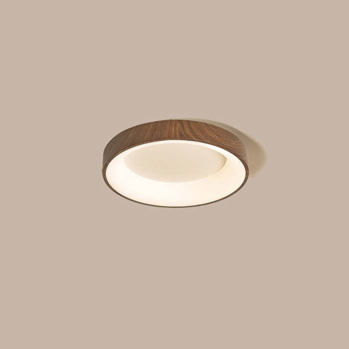 Lampada da soffitto LED in legno naturale con design circolare