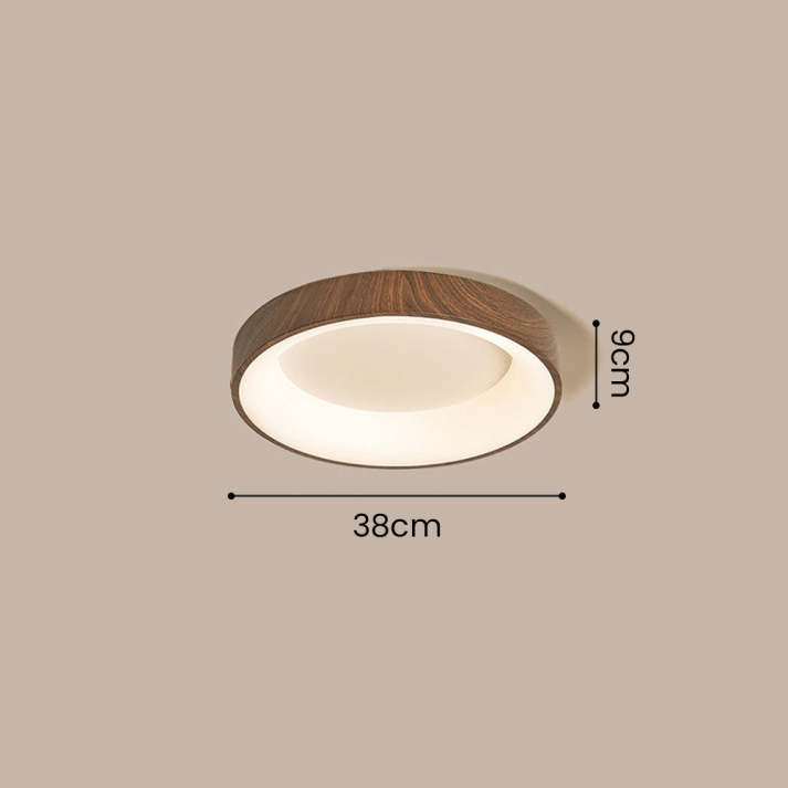 Lampada da soffitto LED in legno naturale con design circolare