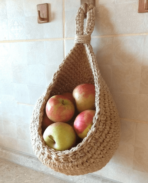 Nestoria – Cesto appeso in juta per la conservazione in cucina