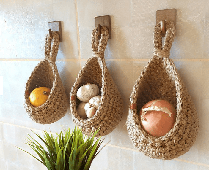 Nestoria – Cesto appeso in juta per la conservazione in cucina