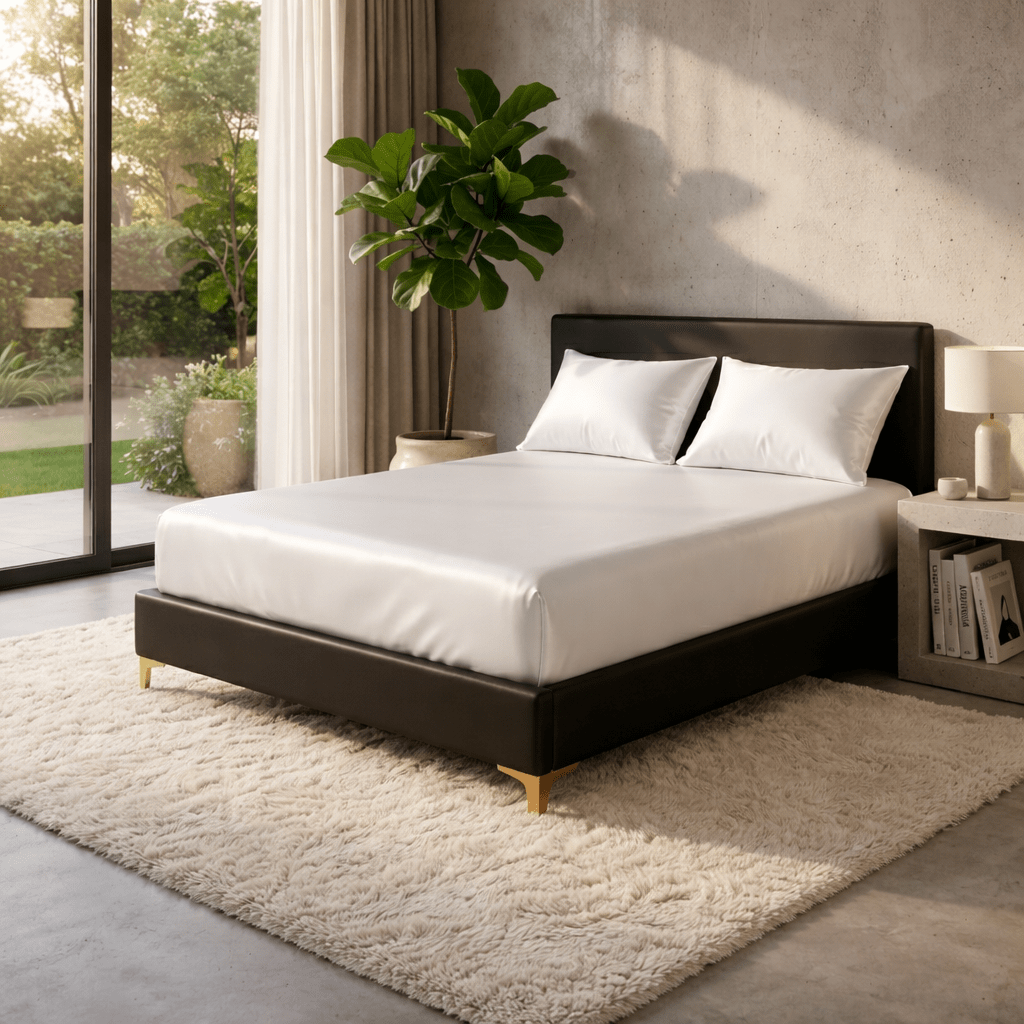 NESTRA – Lenzuolo Fitted in Satin Rinfrescante per Comfort Traspirante in Misura Twin