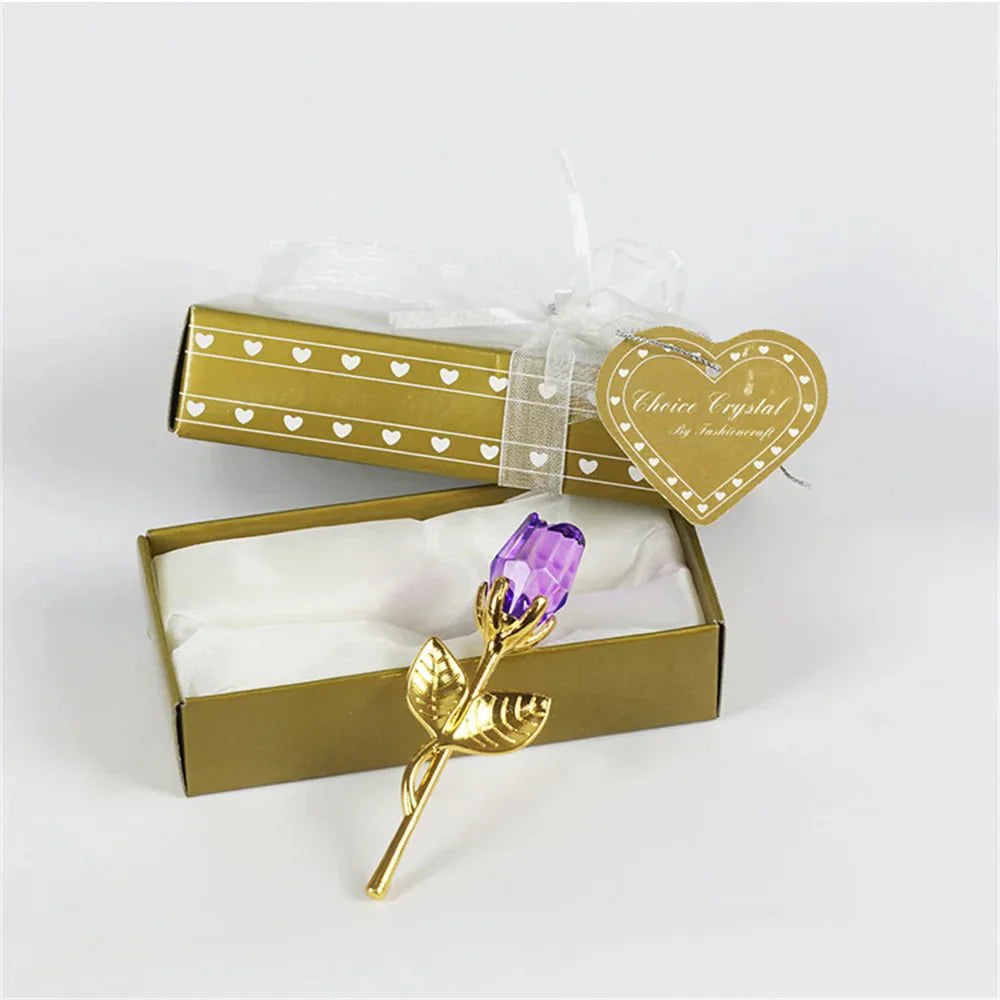 CRYSTIVA – Elegante Ricordo di Rosa in Cristallo con Stelo Oro o Argento