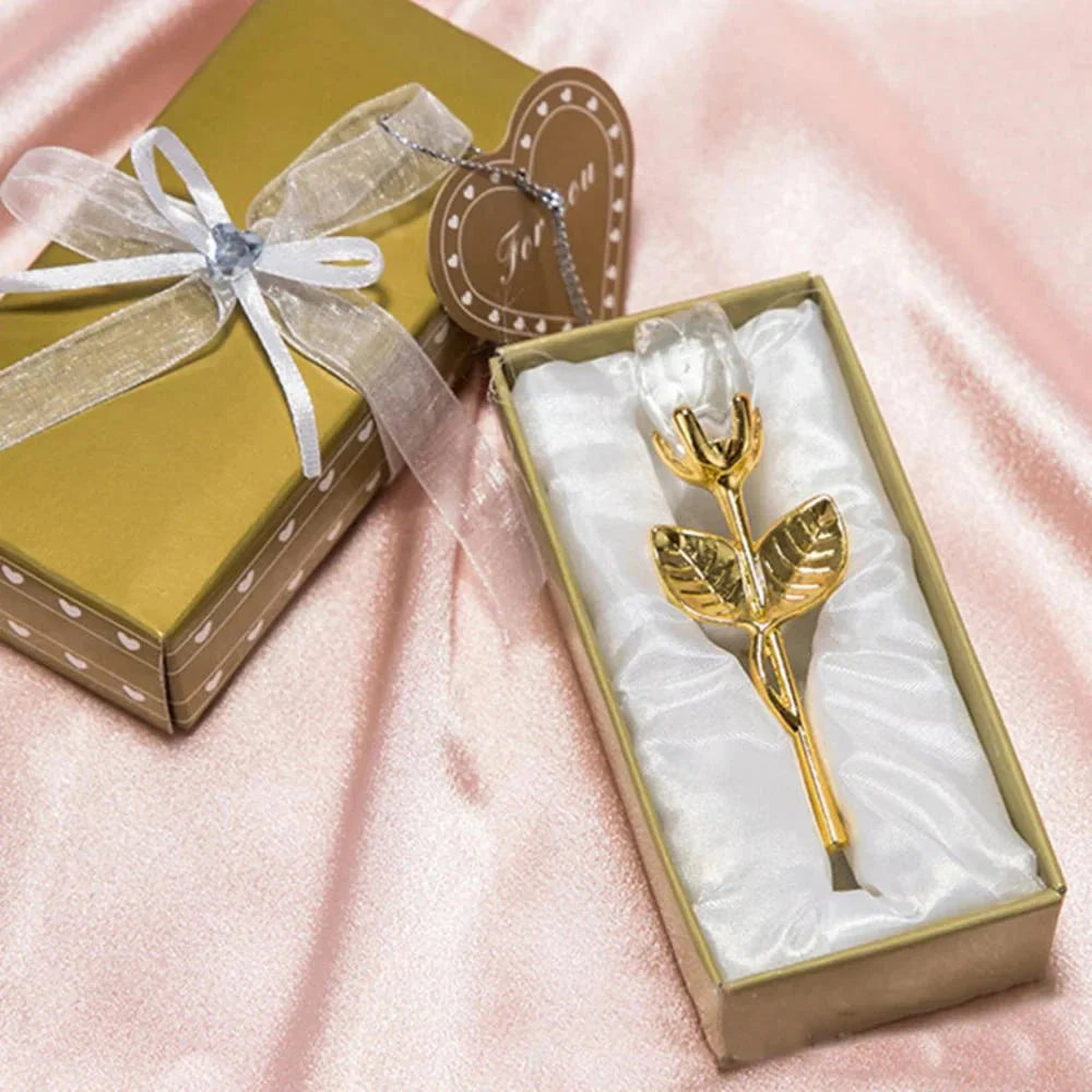 CRYSTIVA – Elegante Ricordo di Rosa in Cristallo con Stelo Oro o Argento