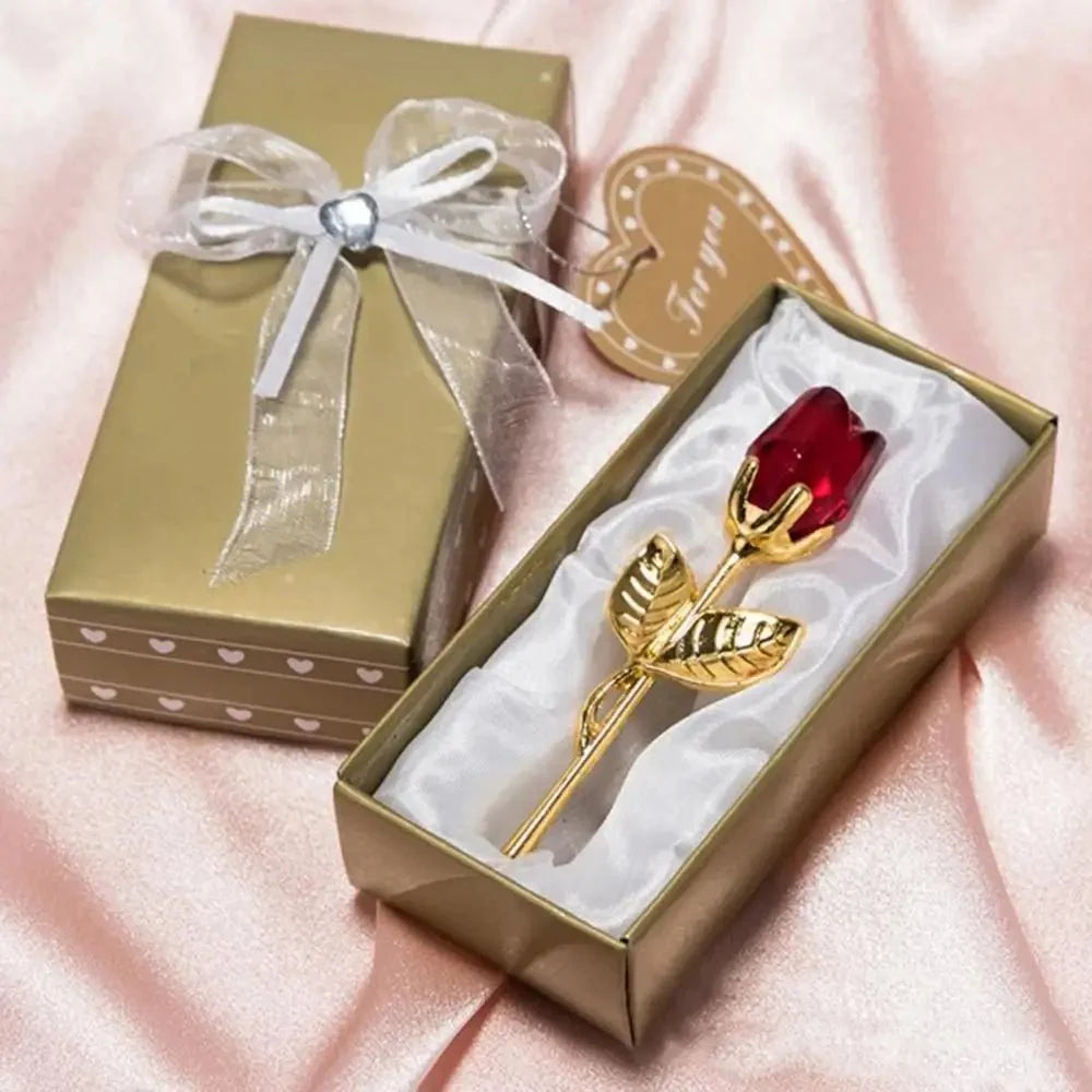 CRYSTIVA – Elegante Ricordo di Rosa in Cristallo con Stelo Oro o Argento