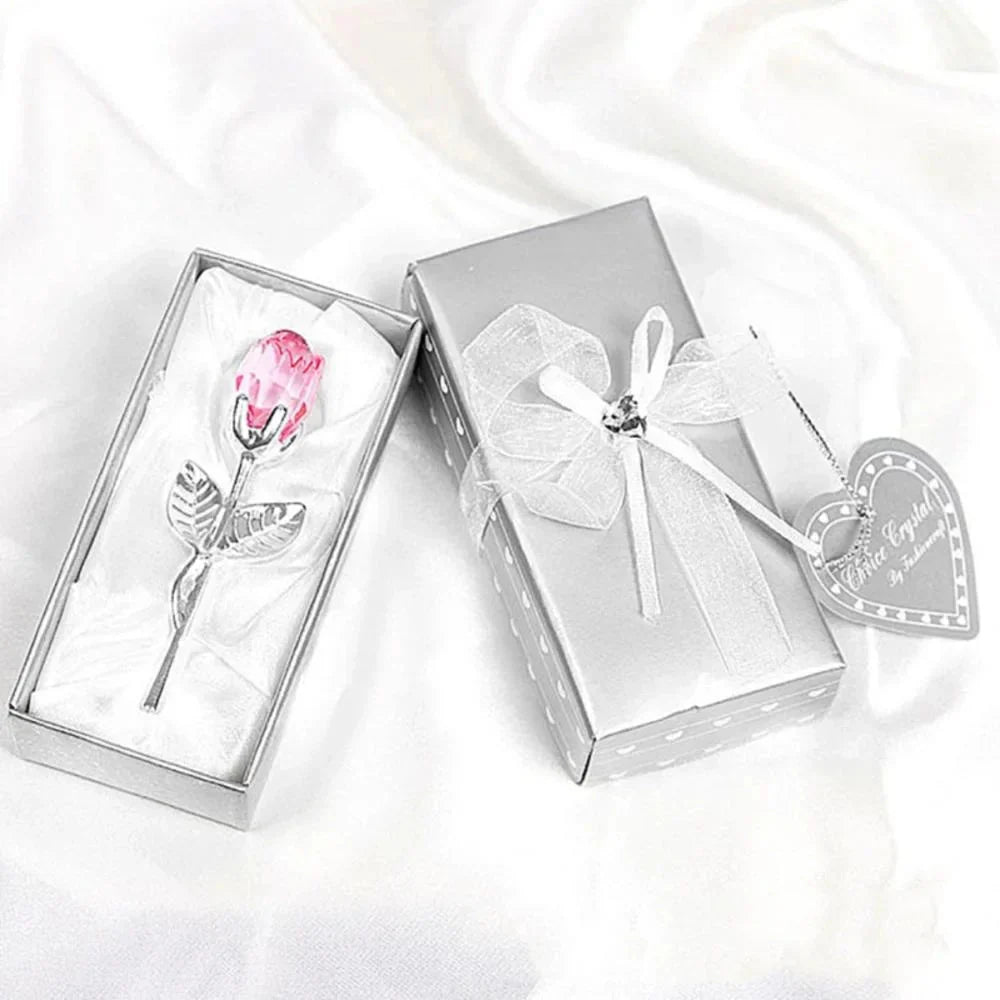 CRYSTIVA – Elegante Ricordo di Rosa in Cristallo con Stelo Oro o Argento