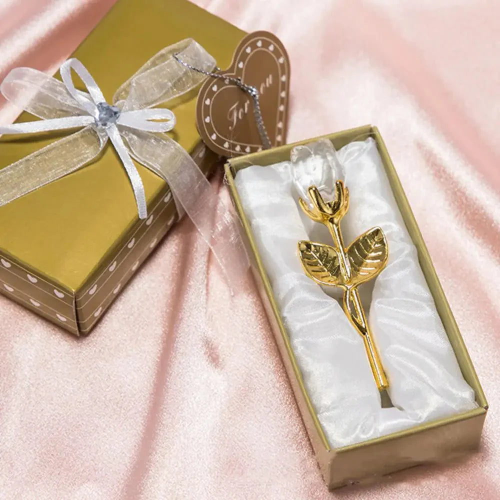 CRYSTIVA – Elegante Ricordo di Rosa in Cristallo con Stelo Oro o Argento