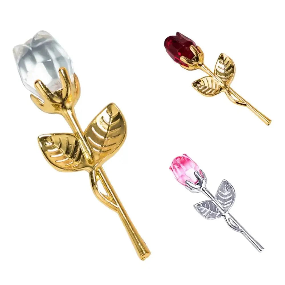 CRYSTIVA – Elegante Ricordo di Rosa in Cristallo con Stelo Oro o Argento