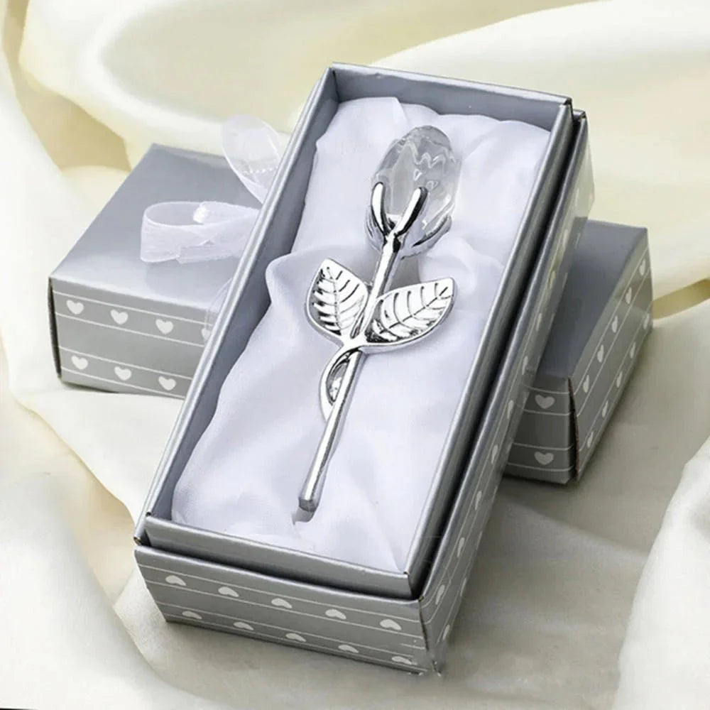 CRYSTIVA – Elegante Ricordo di Rosa in Cristallo con Stelo Oro o Argento