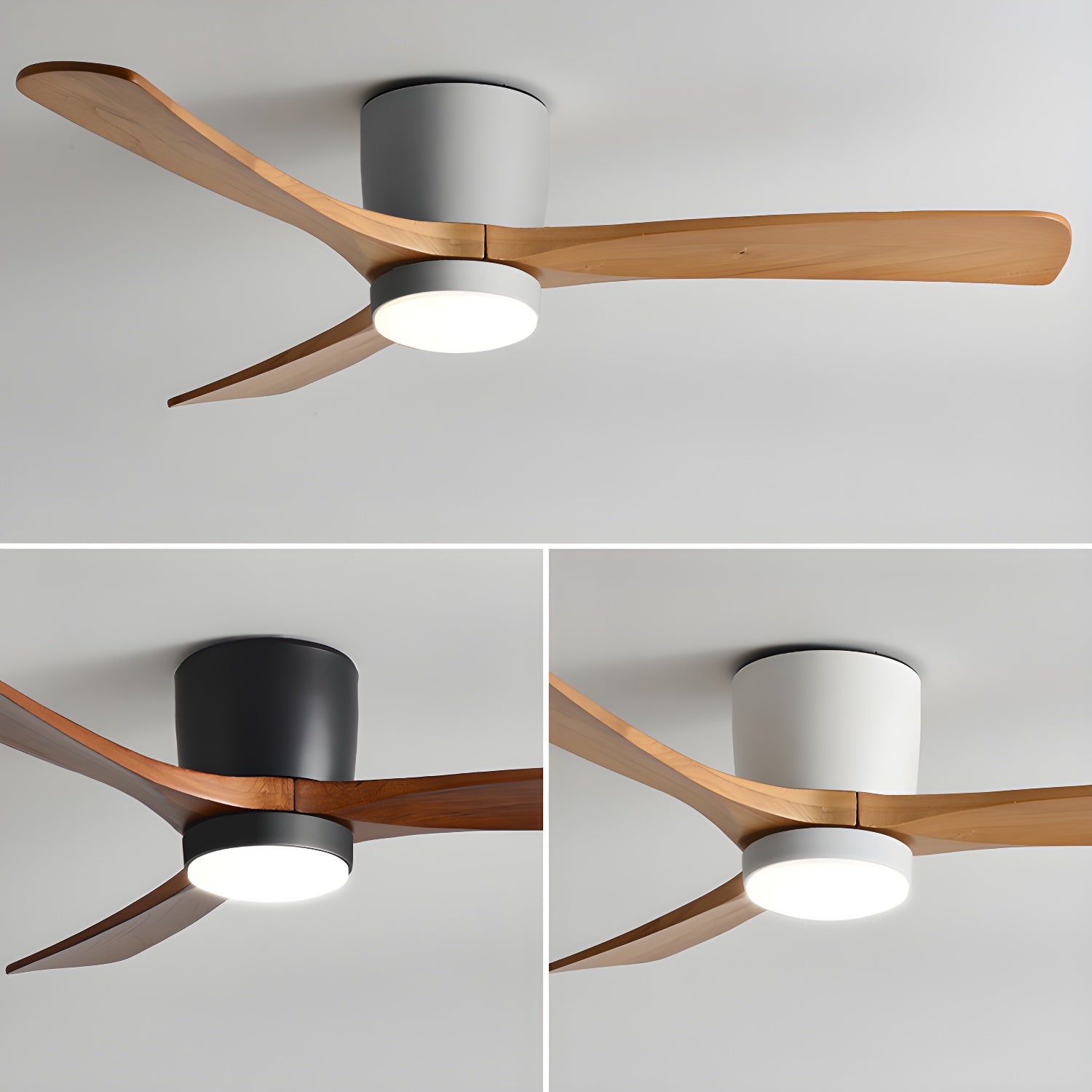 Ventilatore a Soffitto in Legno Nordico con Luce LED e Telecomando