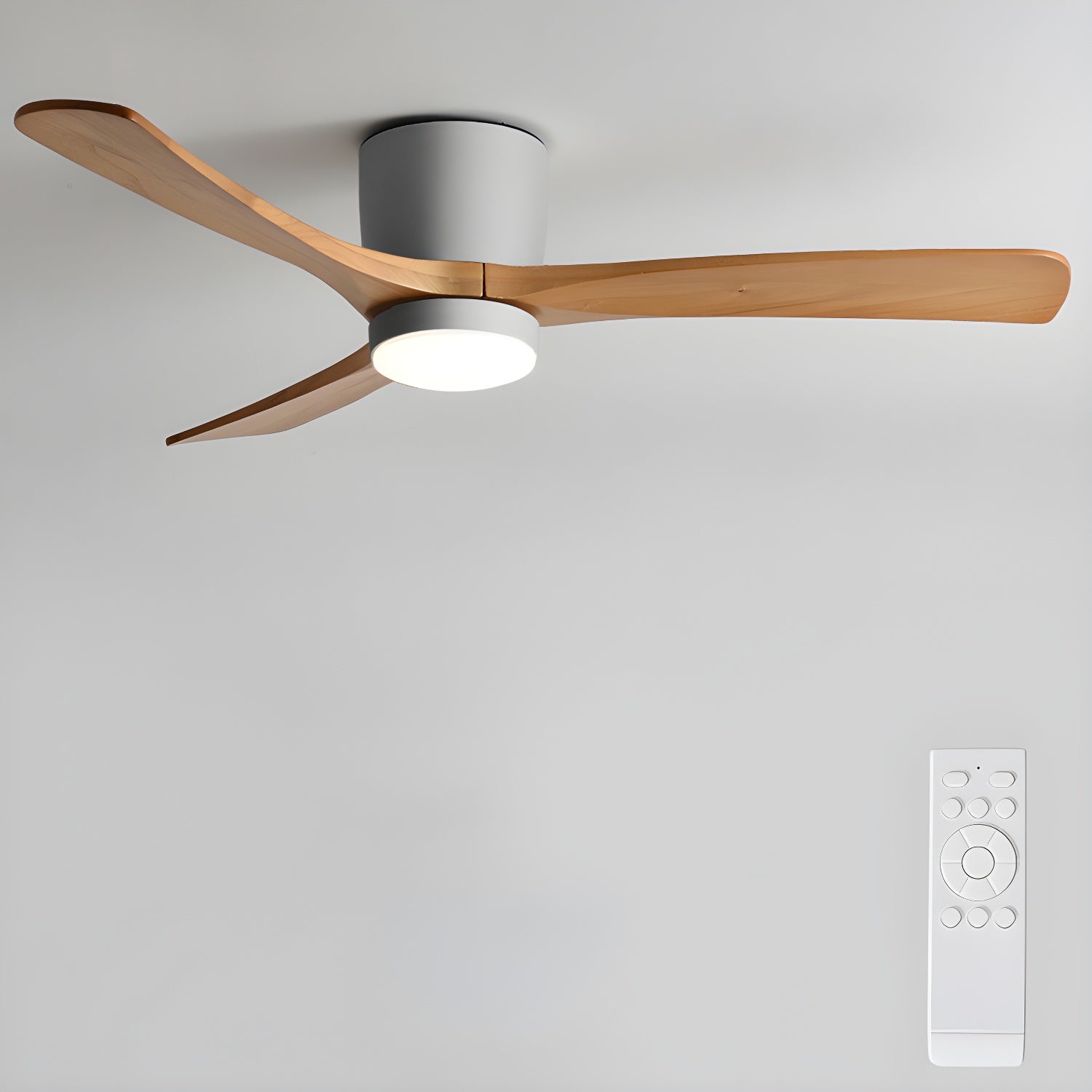Ventilatore a Soffitto in Legno Nordico con Luce LED e Telecomando