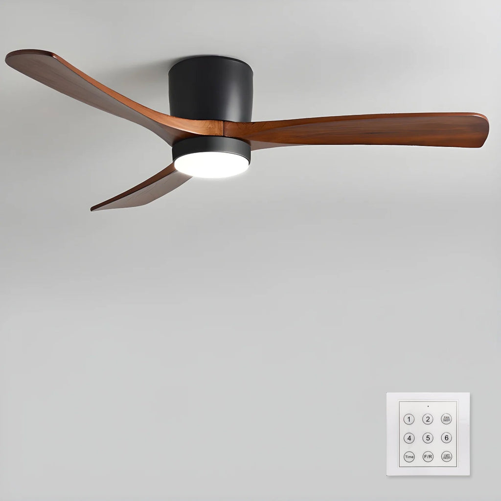 Ventilatore a Soffitto in Legno Nordico con Luce LED e Telecomando