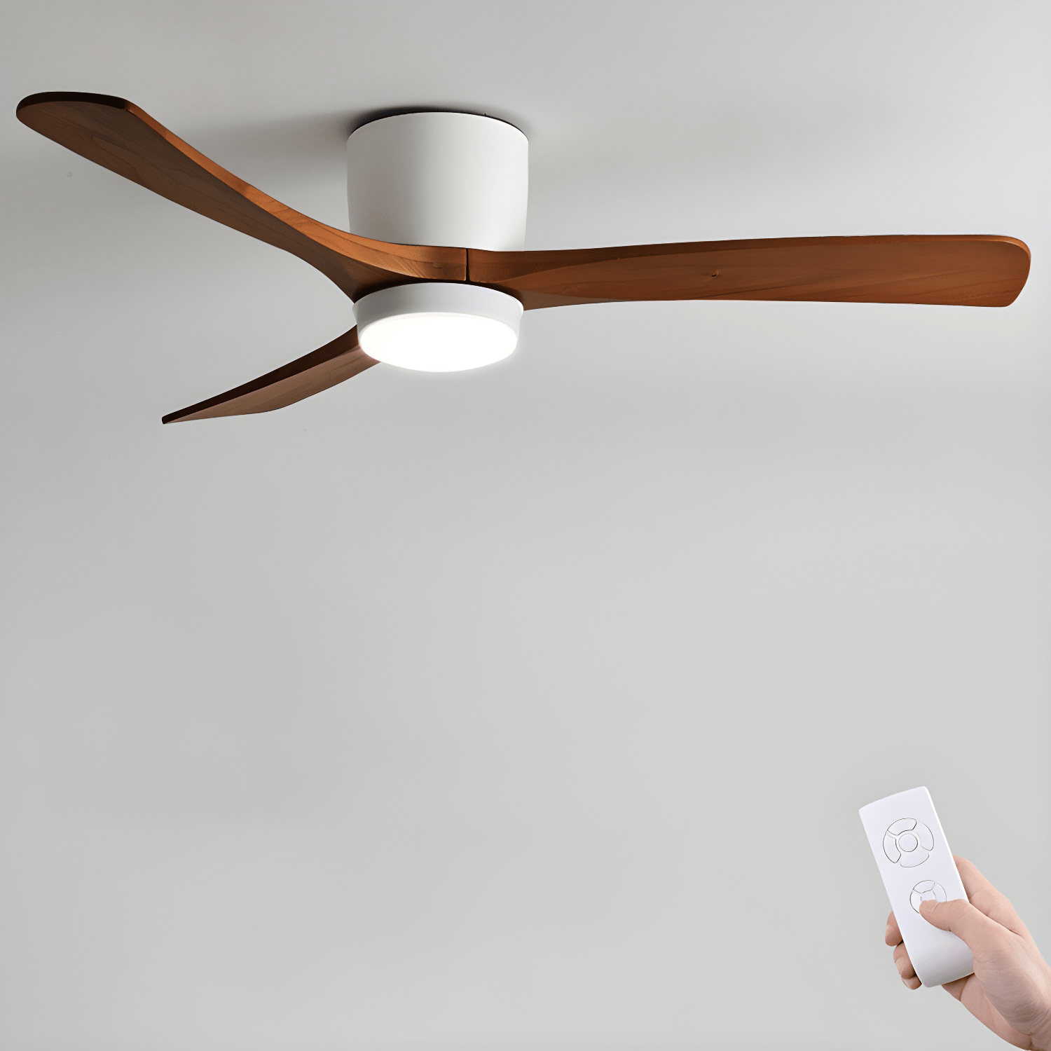 Ventilatore a Soffitto in Legno Nordico con Luce LED e Telecomando
