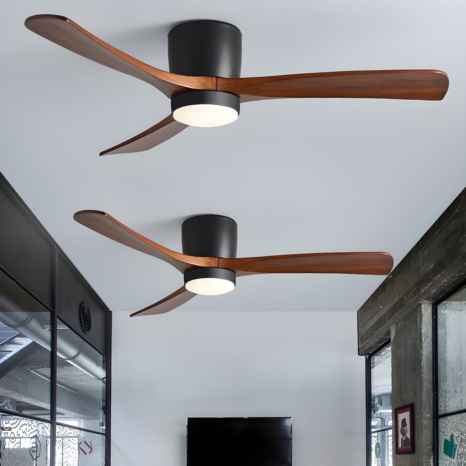 Ventilatore a Soffitto in Legno Nordico con Luce LED e Telecomando