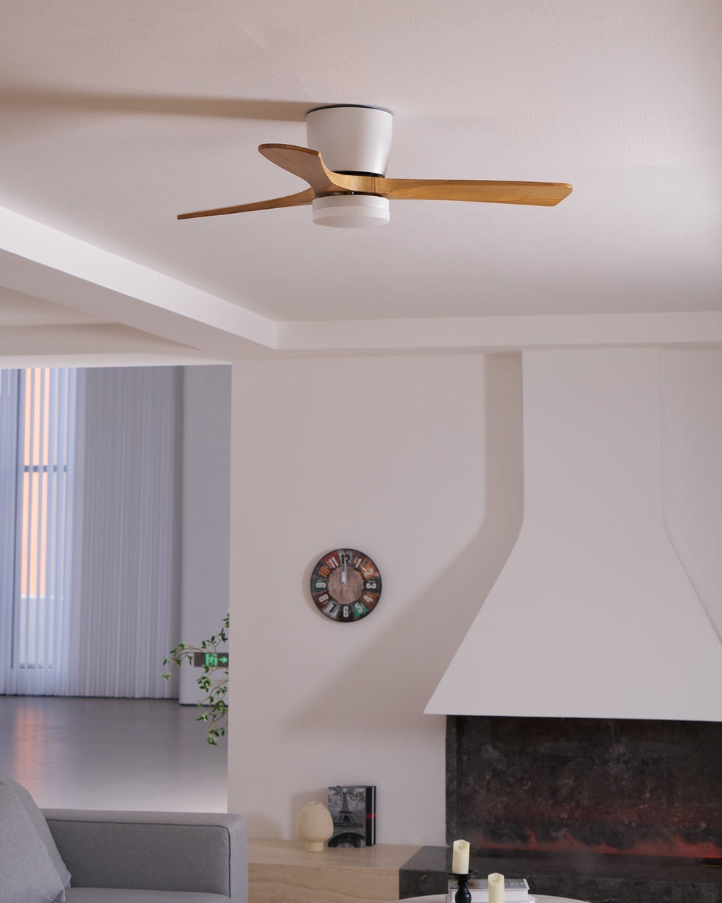 Ventilatore a Soffitto in Legno Nordico con Luce LED e Telecomando