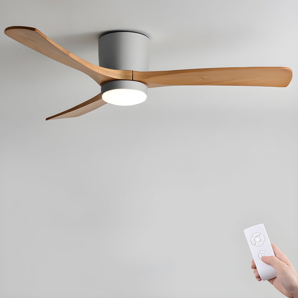 Ventilatore a Soffitto in Legno Nordico con Luce LED e Telecomando