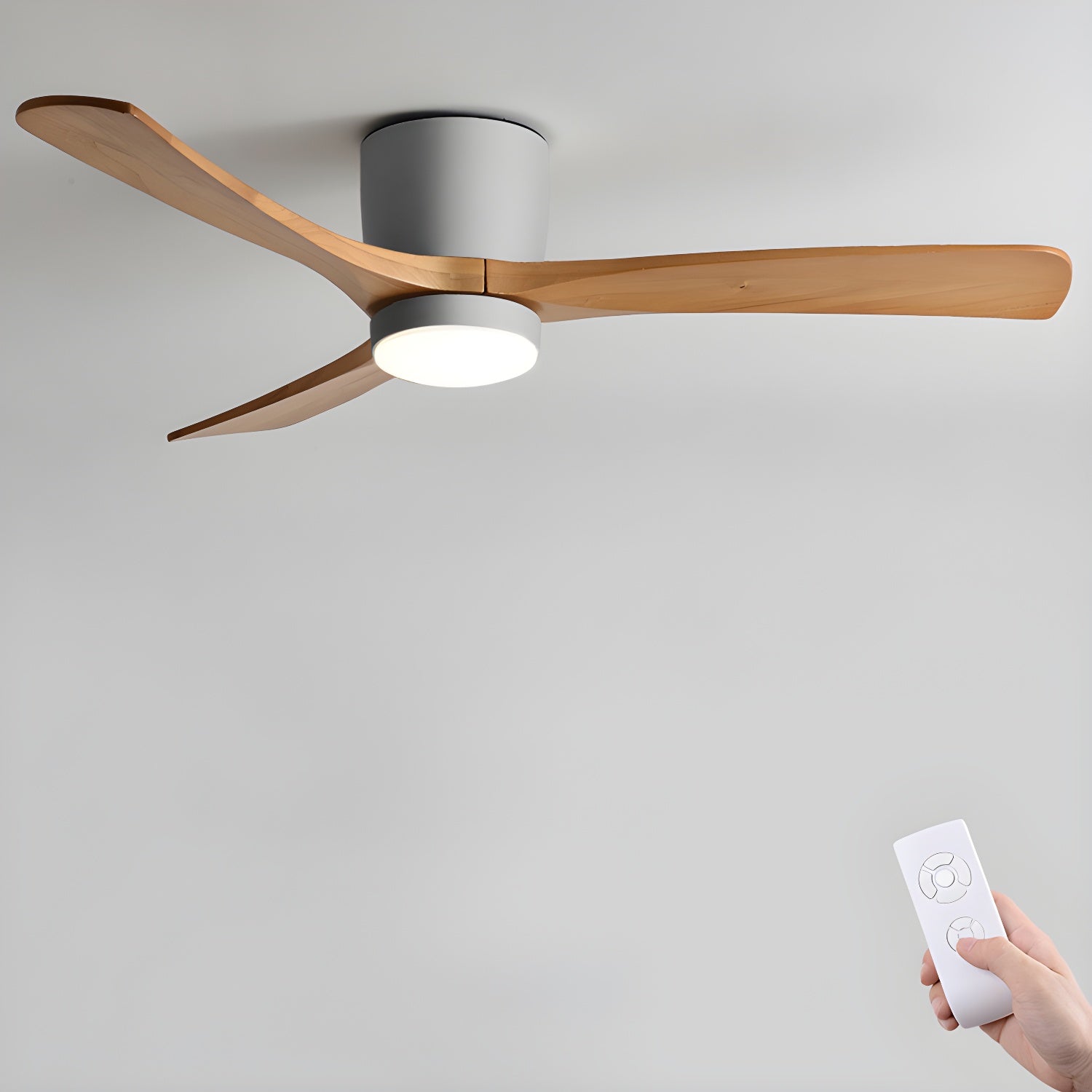 Ventilatore a Soffitto in Legno Nordico con Luce LED e Telecomando
