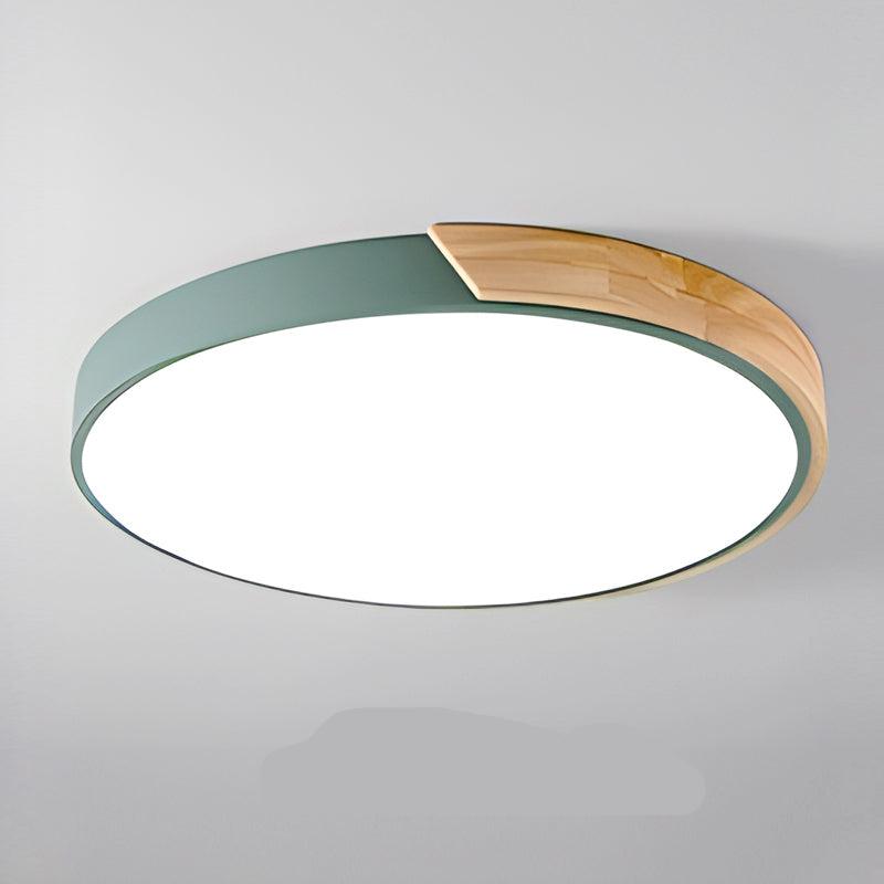 Lampada da soffitto in legno nordico a forma di macaron per spazi moderni