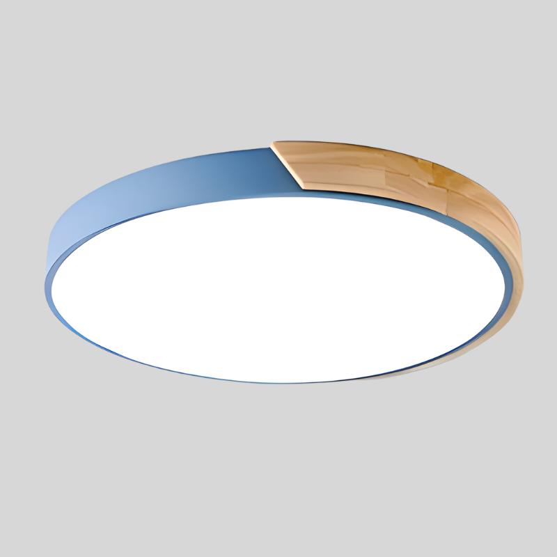 Lampada da soffitto in legno nordico a forma di macaron per spazi moderni